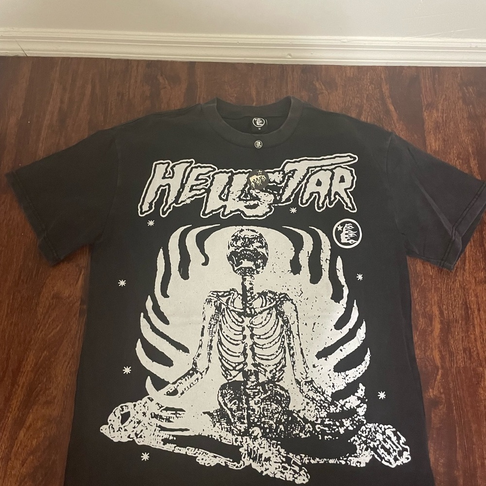 Black Graphic Tee with Skeleton Design